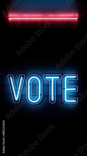 Neon "VOTE" Sign with Pink and Blue Lights