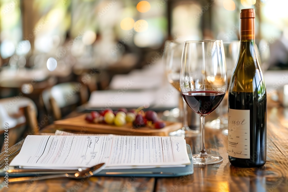 Elegant Wine List Accompanies Business Discussion Over Restaurant Table Elegant Wine List Accompanies Business Discussion Over Restaurant Table