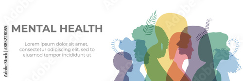 May is Mental Health Awareness Month banner. Flat vector banner.
