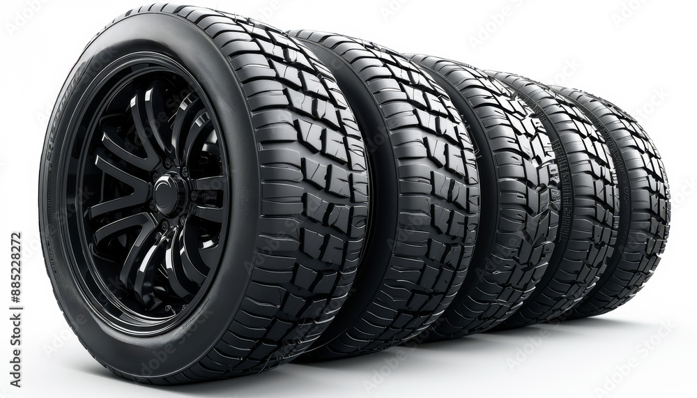 Four black tires are stacked on top of each other Four black tires are stacked on top of each other