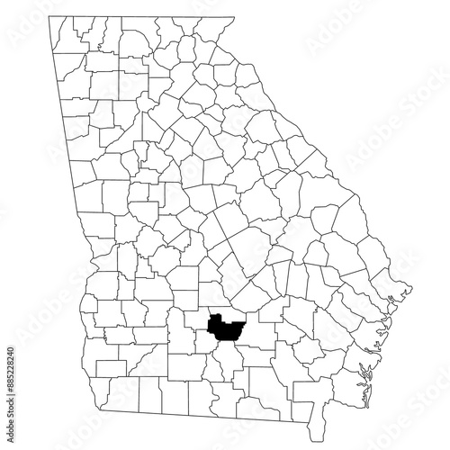 Map of Irwin County in Georgia state on white background. single County map highlighted by black colour on Georgia map. UNITED STATES, US photo