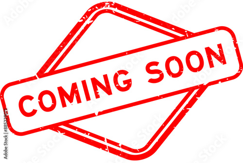Grunge red coming soon word rubber seal stamp on white background