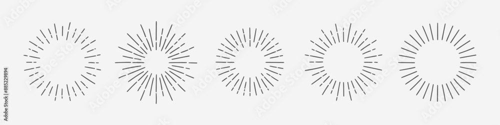 Fototapeta premium Vintage doodle Sunburst Explosion. Hand drawn fireworks and black rays