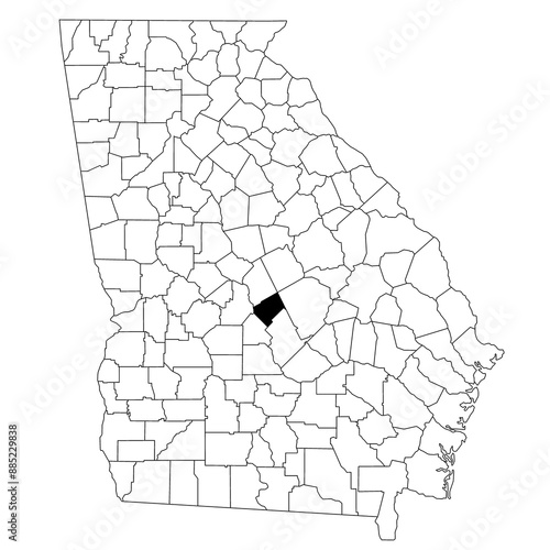 Map of bleckley County in Georgia state on white background. single County map highlighted by black colour on Georgia map. UNITED STATES, US photo