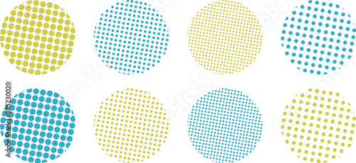 かわいいドット・ハーフトーンの円セット　ベクター　和風　和柄　Abstract dot circle, circle halftone geometric dot gradient