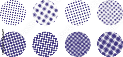 かわいいドット・ハーフトーンの円セット　ベクター　和風　和柄　Abstract dot circle, circle halftone geometric dot gradient