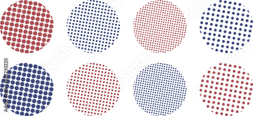 かわいいドット・ハーフトーンの円セット　ベクター　和風　和柄　Abstract dot circle, circle halftone geometric dot gradient