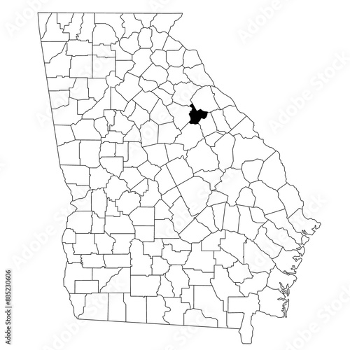 Map of taliaferro County in Georgia state on white background. single County map highlighted by black colour on Georgia map. UNITED STATES, US photo