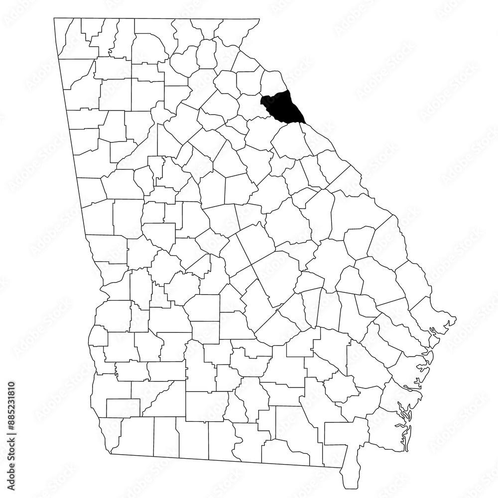 Map of Elbert County in Georgia state on white background. single ...
