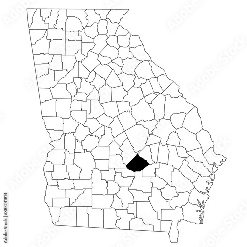 Map of telfair County in Georgia state on white background. single County map highlighted by black colour on Georgia map. UNITED STATES, US photo