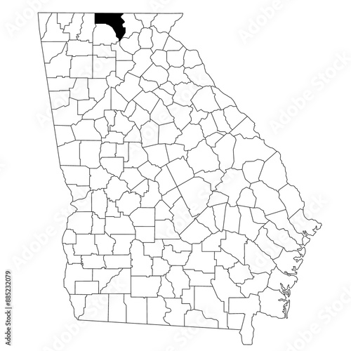 Map of fannin County in Georgia state on white background. single County map highlighted by black colour on Georgia map. UNITED STATES, US photo