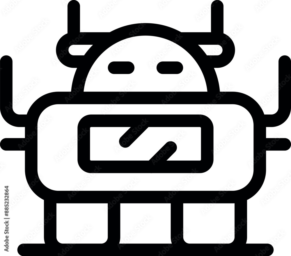 Line icon of a futuristic robot, highlighting advancements in artificial intelligence and automation Line icon of a futuristic robot, highlighting advancements in artificial intelligence and automation