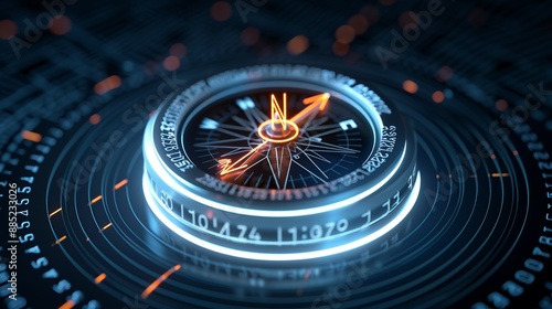 Wallpaper Mural Minimalist graphic of a digital compass with directional arrows, symbolizing navigation, guidance, and strategic planning in business. Illustration, Image, , Minimalism, Torontodigital.ca