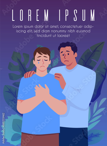 A man tries to help his upset friend.