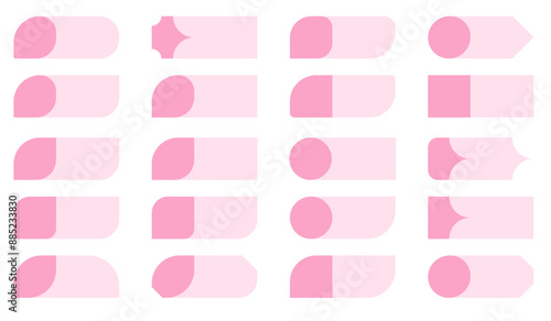 A set of vector elements, windows for numbers and text on a white background. Illustration for web design, website, business infographics. Decorative vector windows of different shapes, round, oval