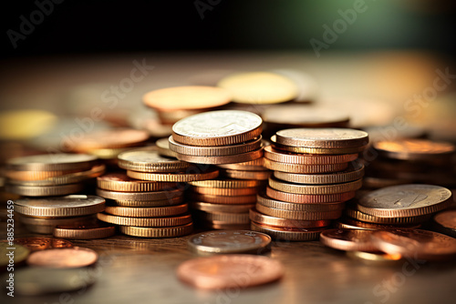 a stack of coins on a table