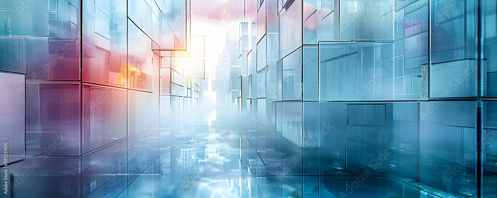 Obraz premium Technology concept background with frosted glass structures