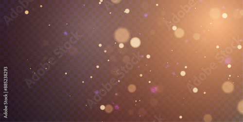 Light effect. Abstract yellow flash of light and laser beams with glitter. Isolated on transparent background. Vector art and web design and illustrations.