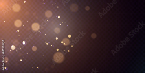 Light effect with many shiny highlights on a transparent background for Christmas New Year design.