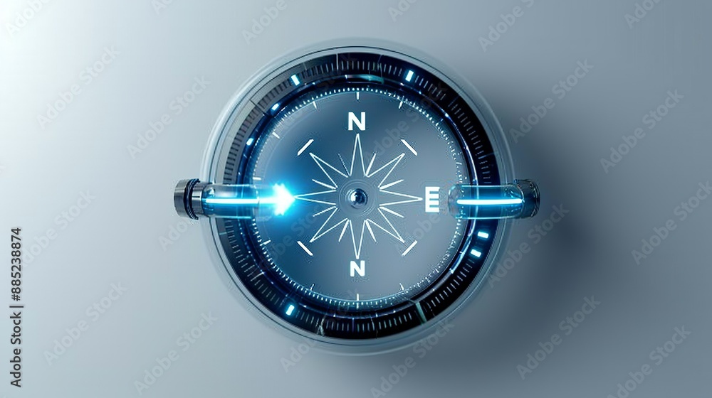 Minimalist graphic of a digital compass with directional arrows, symbolizing navigation, guidance, and strategic planning in business. High Resolution picture, , Minimalism, Minimalist graphic of a digital compass with directional arrows, symbolizing navigation, guidance, and strategic planning in business. High Resolution picture, , Minimalism,