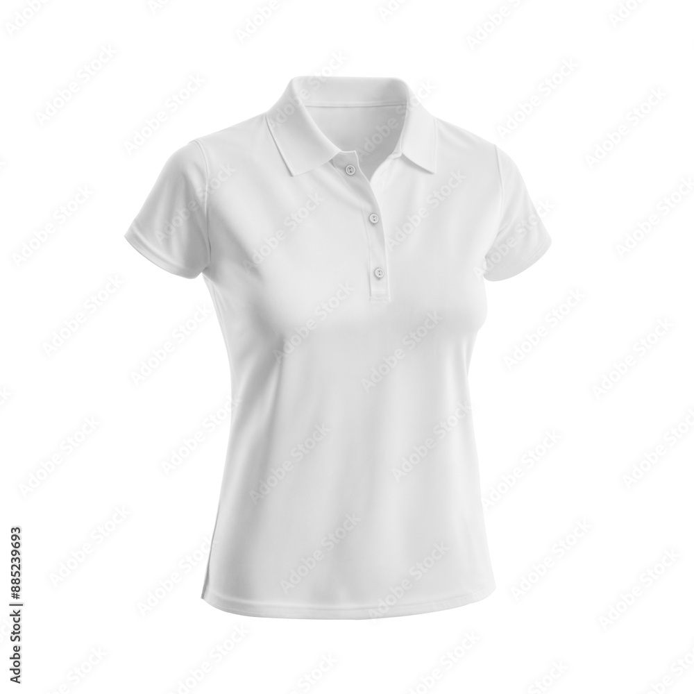 An image of a White Woman Polo T-shirt isolated on a white background An image of a White Woman Polo T-shirt isolated on a white background