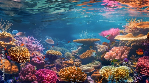 Fototapeta Naklejka Na Ścianę i Meble -  Coral reef with colorful corals and exotic marine image