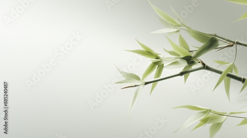 meticulously designed close-up bamboo with soft dreamy tones in light yellow and gray green  photo