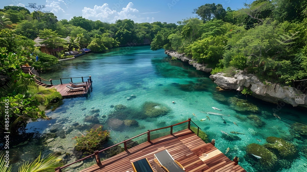 Naklejka premium A lagoon with clear blue water img