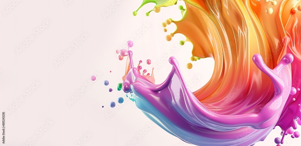 Fototapeta premium A splash of colorful paint on a white background