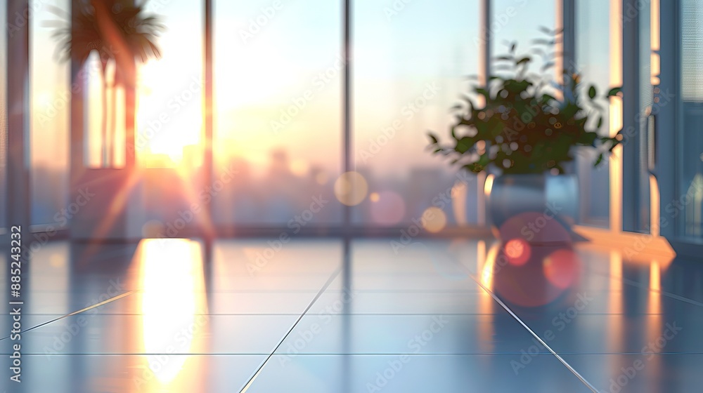 Beautiful blurred background of a light modern office interior with panoramic windows and beautiful lighting Beautiful blurred background of a light modern office interior with panoramic windows and beautiful lighting