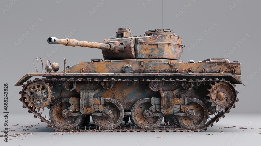 3D model of a highly detailed WWII tank from a AAA video game against a grey gradient backdrop 3D model of a highly detailed WWII tank from a AAA video game against a grey gradient backdrop