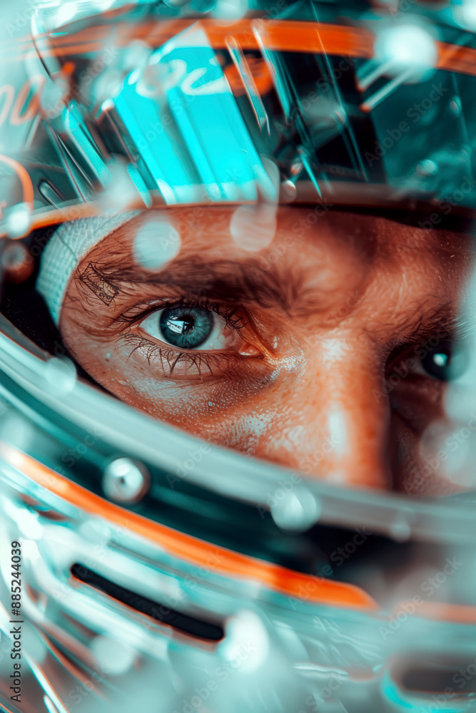 Formula one driver's intense gaze Formula one driver's intense gaze