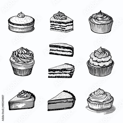 Variety of Desserts: Cakes, Cupcakes, and Pastries