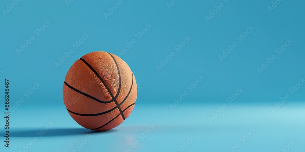 A basketball on a blue background with ample copy space. A basketball on a blue background with ample copy space.