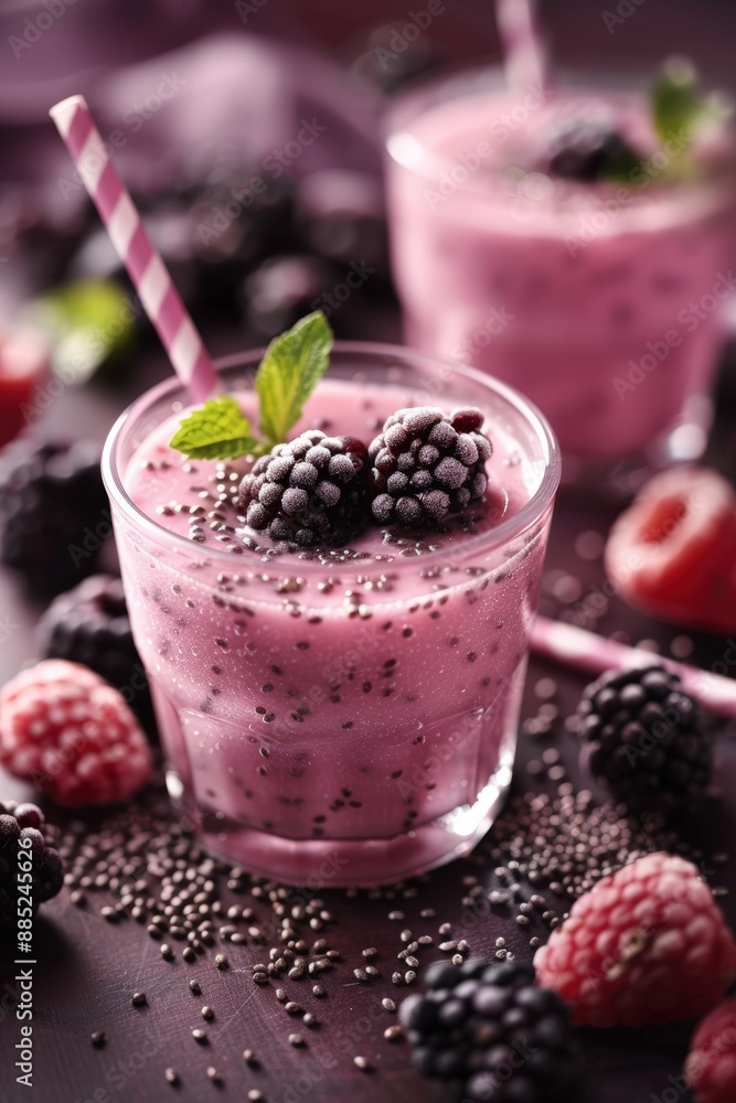 Fresh blackberry smoothie with chia seeds Fresh blackberry smoothie with chia seeds