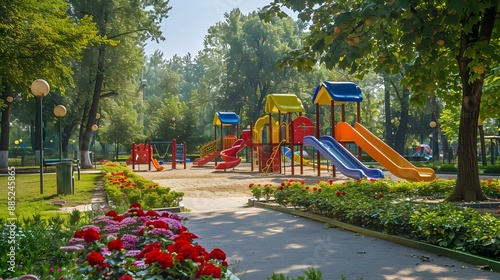 A park with a childrens playground img photo