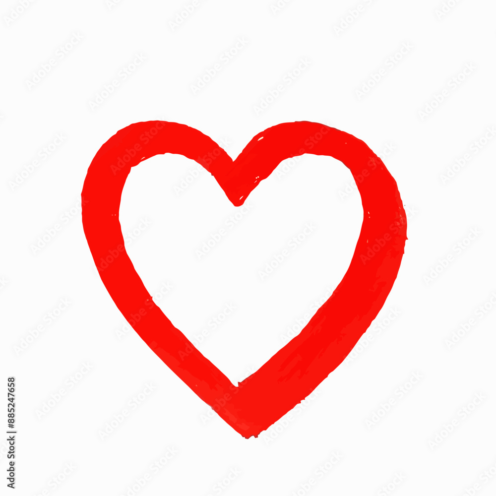 Red Heart Painted on White Background Red Heart Painted on White Background