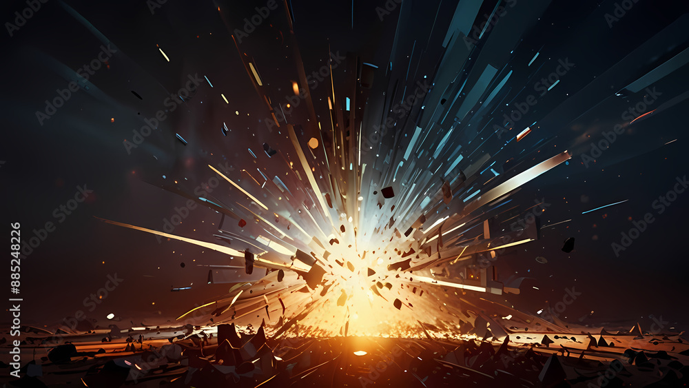 Exploding Breakthrough Background abstract background that illustrates the aftermath of an explosion ...