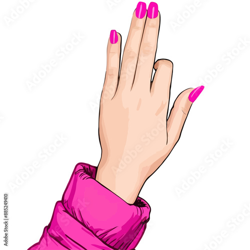 Hand with Pink Nail Polish