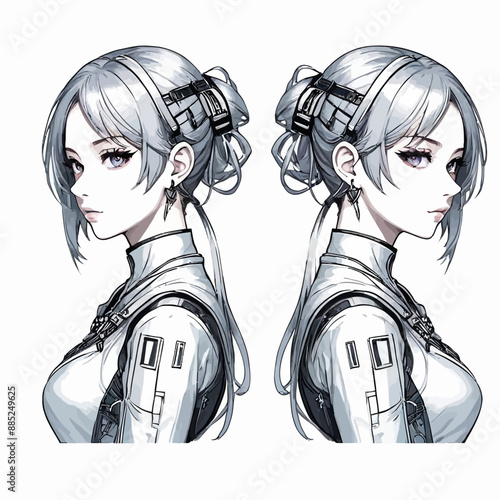 Futuristic Female Character with High-Tech Accessories