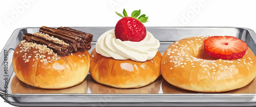 Freshly Baked Pastries with Strawberry Toppings