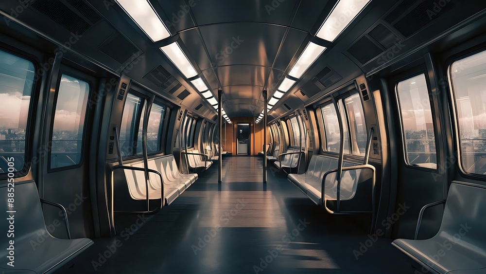 Fototapeta premium Subway car empty interior 3d rendering