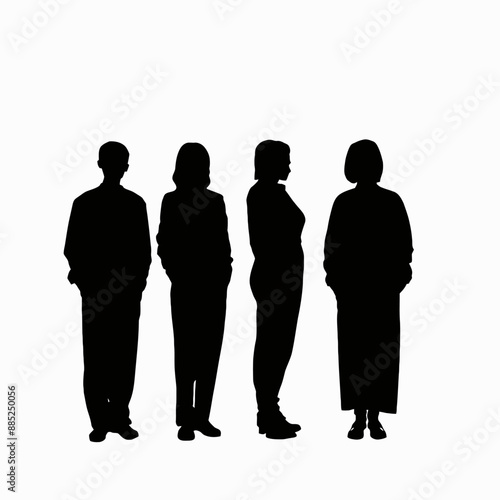 Four Silhouetted Figures Standing in a Line