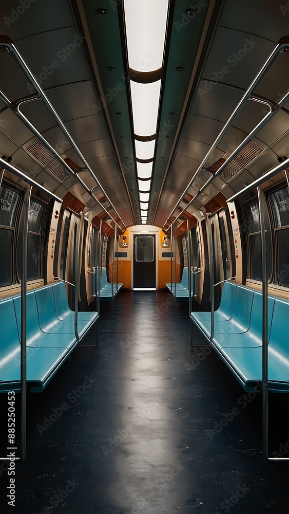 Fototapeta premium Subway car empty interior 3d rendering