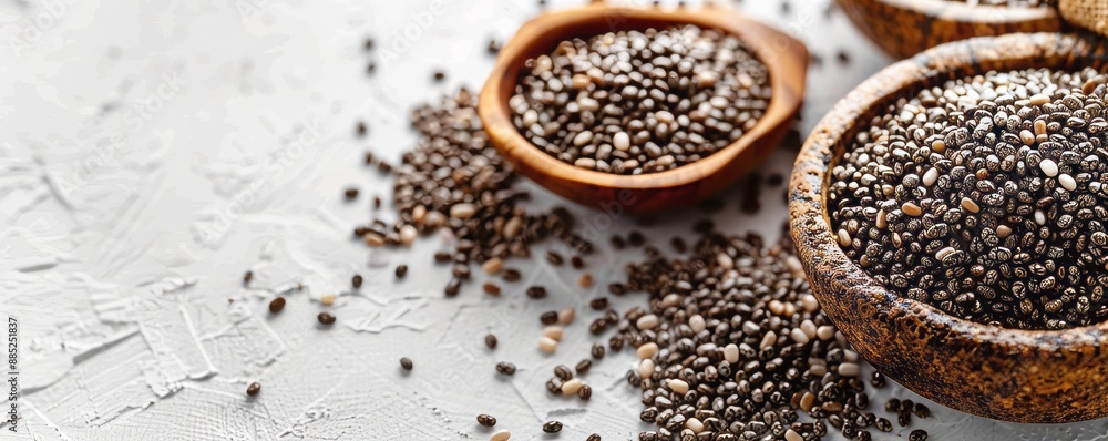 chia seeds on white background. chia seeds on white background.