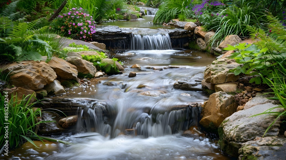 A stream with clean clear water flowing picture A stream with clean clear water flowing picture