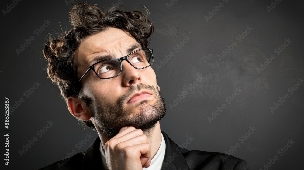 Businessman reflecting on future challenges Businessman reflecting on future challenges