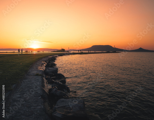 Wonderful sunset over lake ...