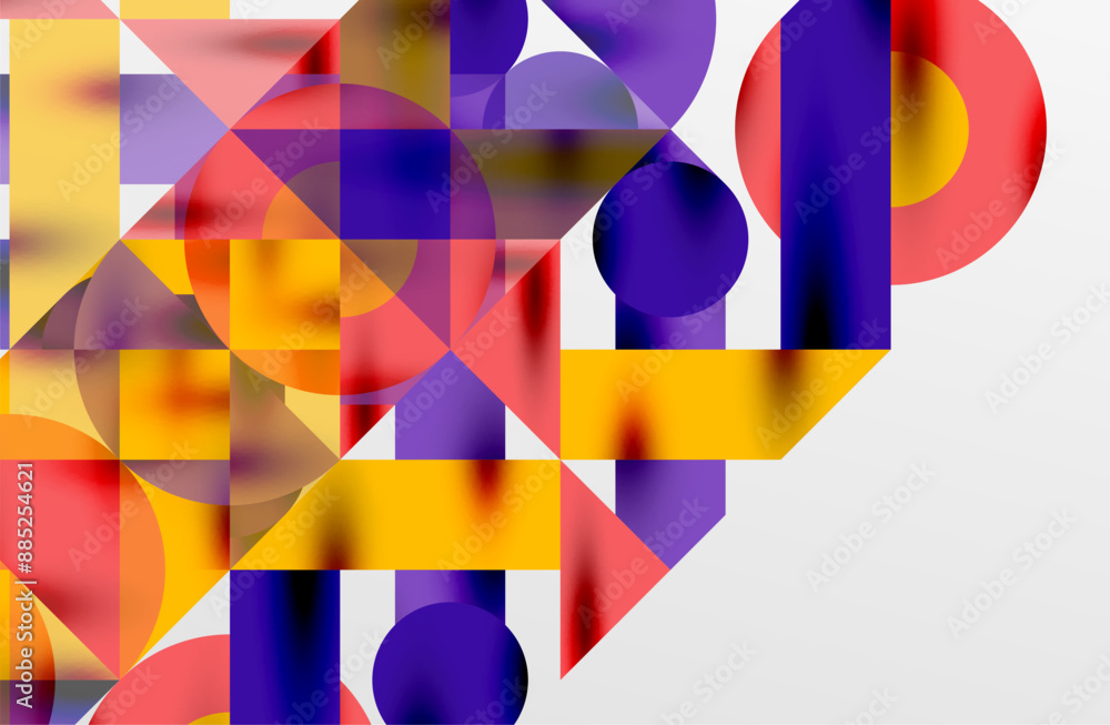 Circles and shadows. Colorful round elements with triangles, semi circles and other shapes. Vector Illustration For Wallpaper, Banner, Background, Card, Book Illustration, landing page Circles and shadows. Colorful round elements with triangles, semi circles and other shapes. Vector Illustration For Wallpaper, Banner, Background, Card, Book Illustration, landing page