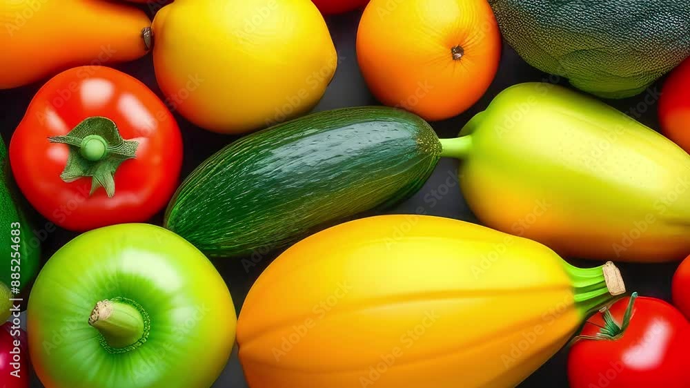 Various assortments of fruits and vegetables lying on the table. Various assortments of fruits and vegetables lying on the table.